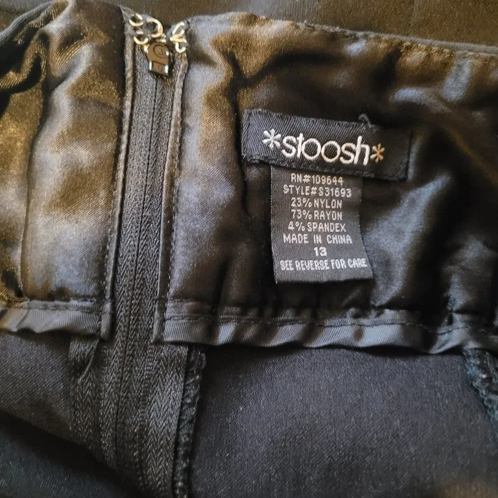 Stoosh Womens/Juniors Black Ruched Seams Stretch Straight Skirt Sz 13